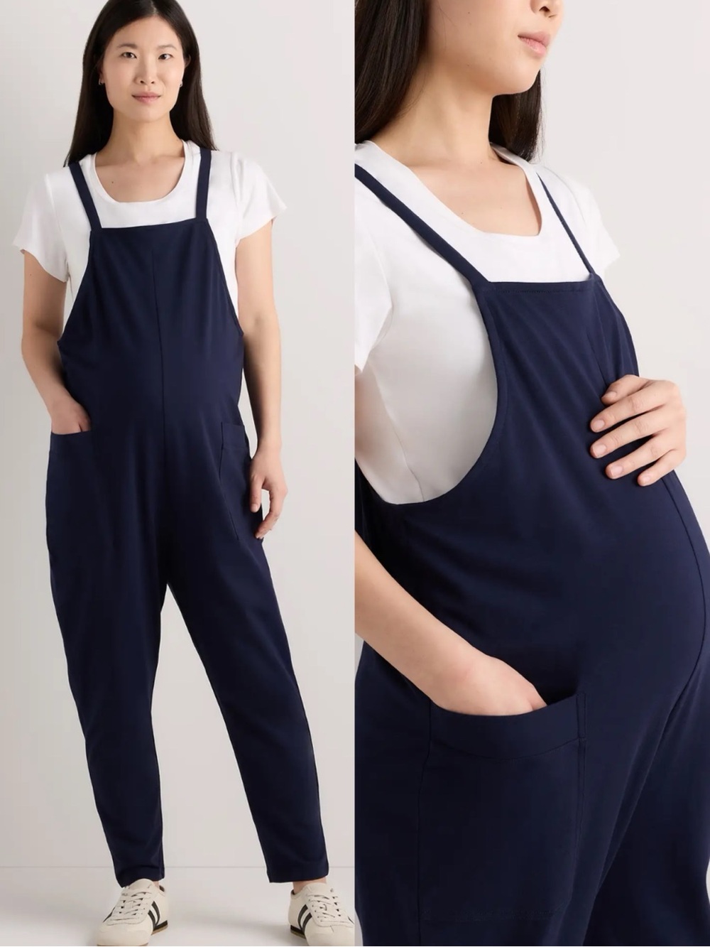 NWT Quince Organic Cotton Maternity Overalls Adjustable Straps Sz L 🧡🍄